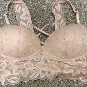 PINK Floral Lace Bralette in Light Pink